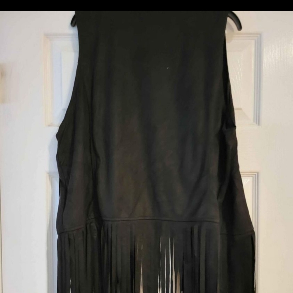 Ladies black fringe vest new no tags.